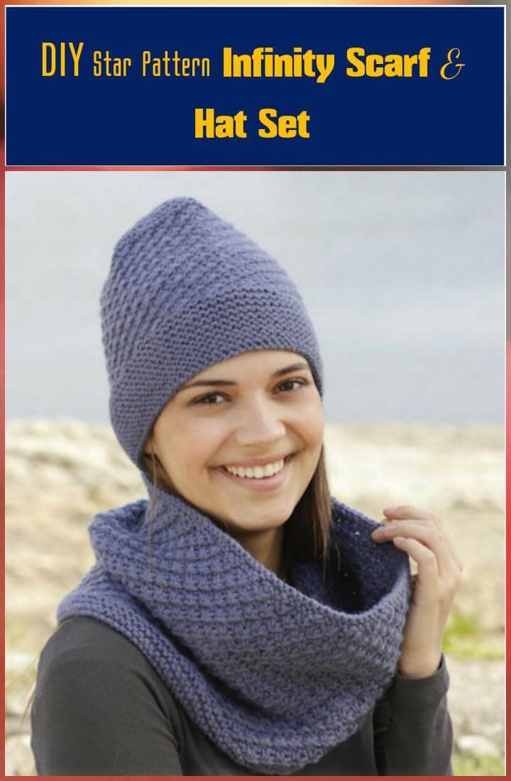 stylish star pattern infinity scarf and hat set